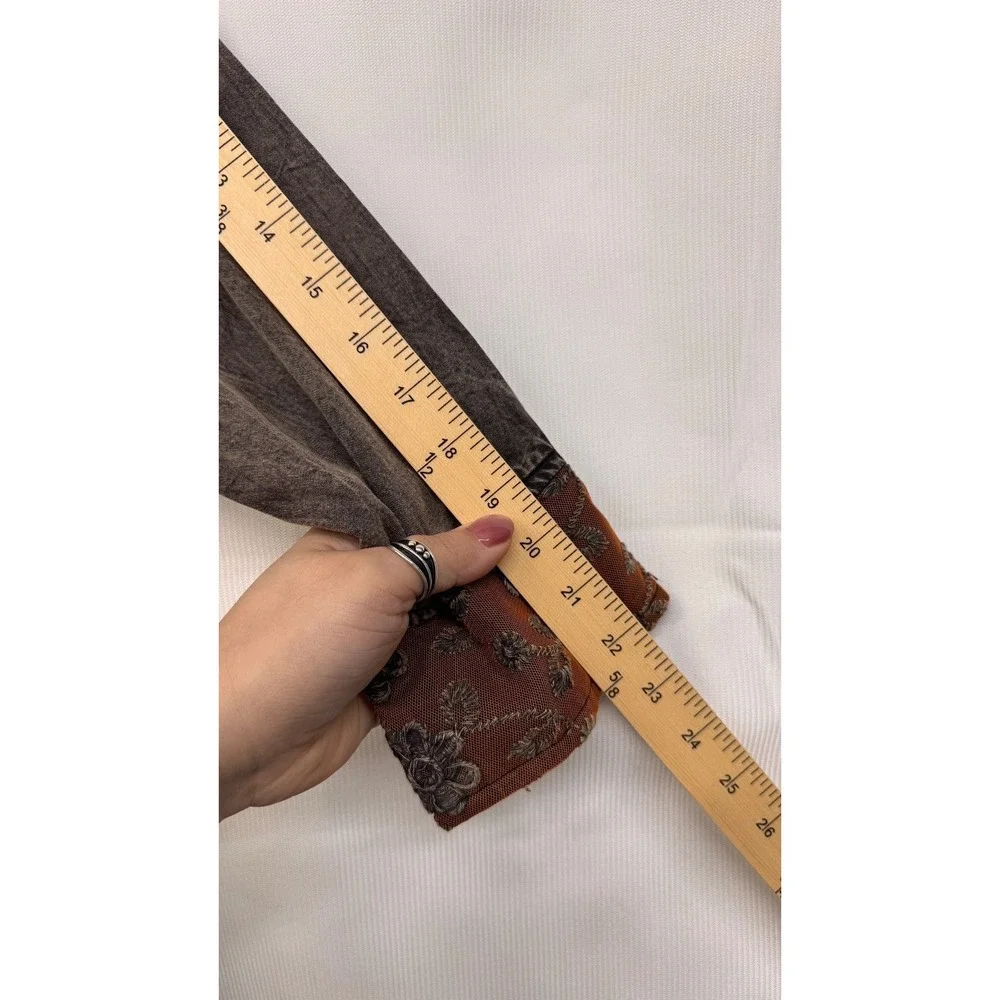 Women’s Boho Patchwork Button Front Shirt XL Velvet Artsy Parsley‎ & Sage - Picture 9 of 10